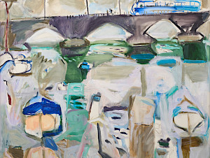 Hanny Fries: Quaibrücke, um 1975, Öl auf Leinwand. Foto: Reto Pedrini © Stiftung Righini-Fries Zürich