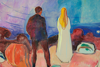 Ausschnitt aus: Edvard Munch, Zwei Menschen. Die Einsamen, um 1935, Öl auf Leinwand, 99.5 x 138 x 6.5 cm, Munchmuseet, Oslo